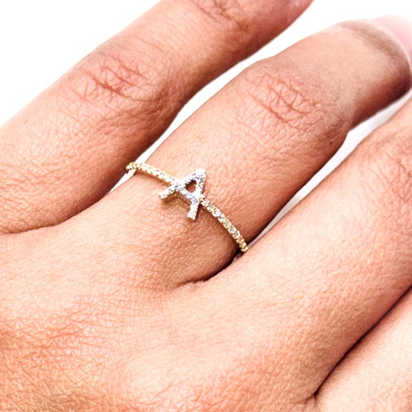 10k solid real gold personalized A initial real diamond ring, free appraisal WOW - Picture 1 of 4